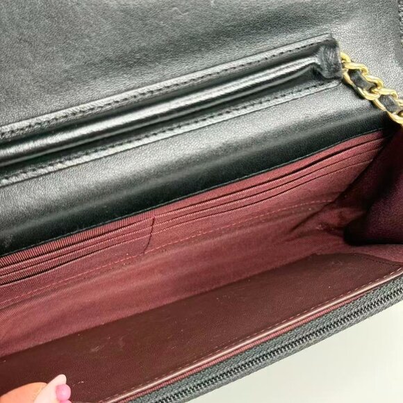 Chanel Black Chevron Quilted WOC Wallet on Chain Crossbody Bag with Gold Hardwar - Picture 9 of 9